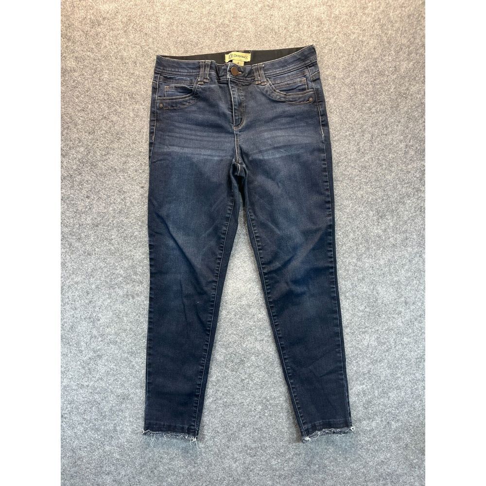 Democracy Jeans Women's 8 AB Technology Skinny Dark Blue Raw Hem Stretch Denim